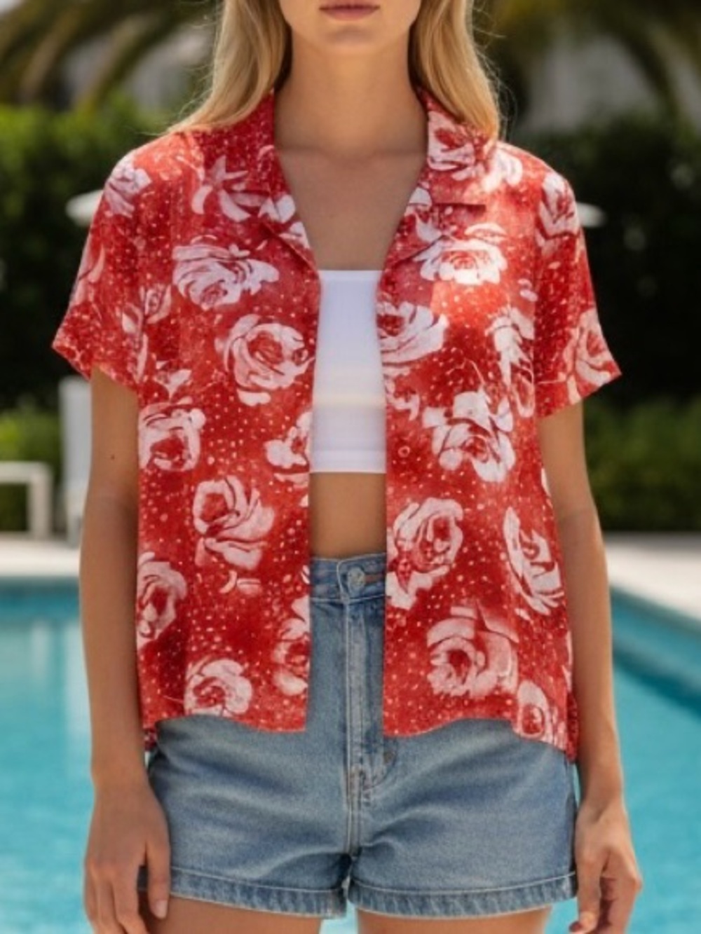 Vintage 1990’s Jams World Floating Rose Short Sleeve Blouse Made In Hawaii XL - Picture 8 of 9